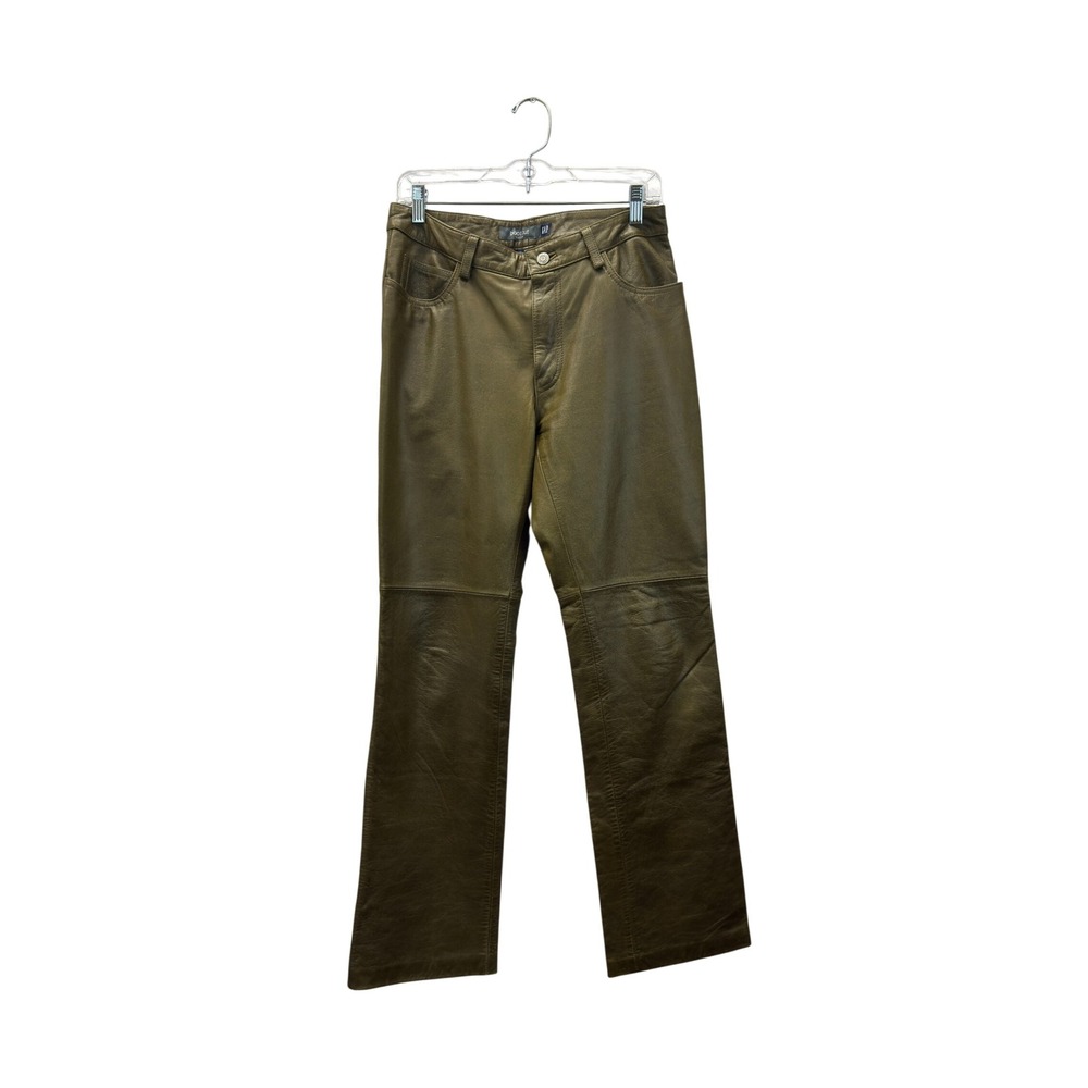 Gap Leather Pants Women's Size 8 Olive Green Vintage Boot Cut
